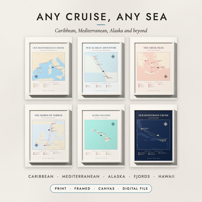 Cruise Route Map examples for six cruises