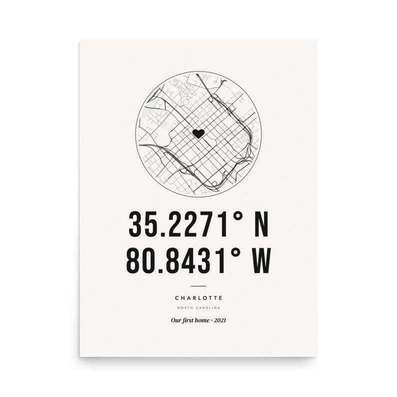 Real product photo: the Custom Coordinates Print as an unframed print on museum-quality matte paper