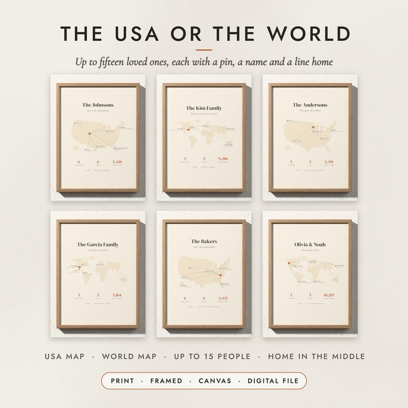 Family Near & Far Map examples for six families
