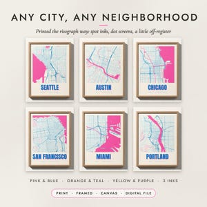 Risograph City Map examples for six cities