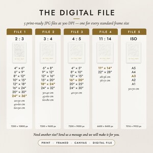 The Digital File option: five print-ready JPG files in 2:3, 3:4, 4:5, 11:14 and ISO ratios at 300 DPI