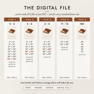 The Digital File option: five print-ready JPG files in 2:3, 3:4, 4:5, 11:14 and ISO ratios at 300 DPI