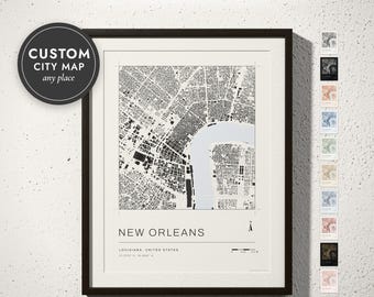 Custom City Map: Architectural Figure-Ground Plan, 10 Colors, 5 Sizes, Framed, Canvas or Digital
