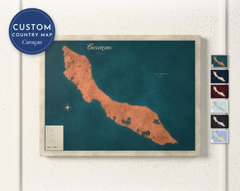 Curaçao Map Print, Personalized Curaçao Wall Art for Canvas or Poster, Detailed Map with Cities, Heritage Gift, Framed, Canvas or Digital