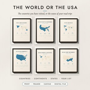 Places We've Been Map examples: world maps and US maps