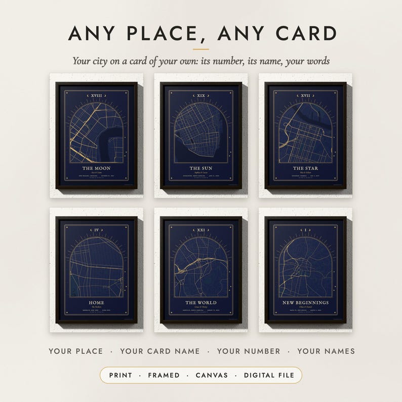 Tarot Card Map examples for six places