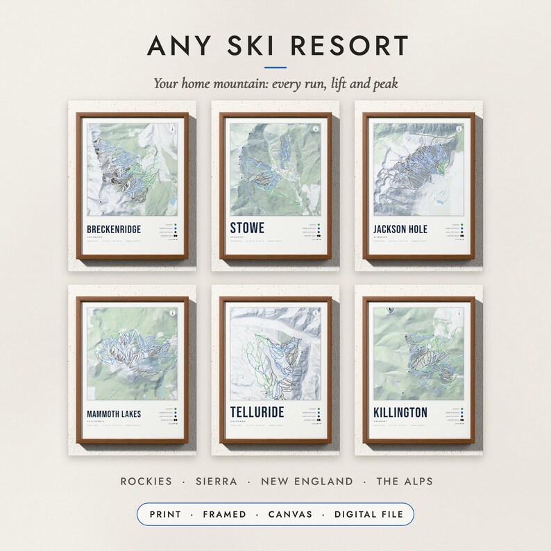 Ski Resort Map examples for six places in the United States