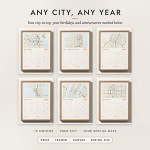 Map Calendar 2027 examples for six places in the United States