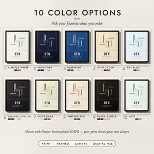 The Airport Runway Map in all 10 color options, numbered 1 to 10 with their names