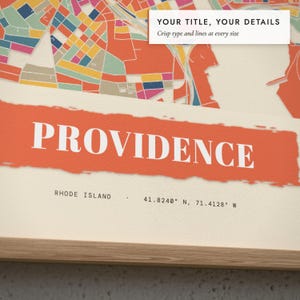 Close-up of the personalized title and details on the Paper Collage City Map print
