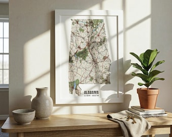 Alabama Retro Open-World Game Map Poster | Nostalgic Video Game Wall Art
