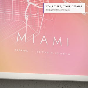 Close-up of the personalized title and details on the Aura City Map print