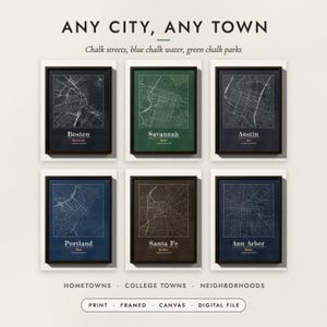Chalkboard City Map examples for six towns