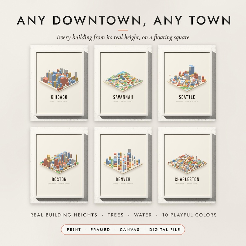 Isometric City Map examples for six cities