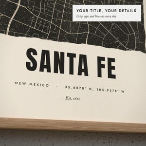Close-up of the personalized title and details on the Linocut City Map print