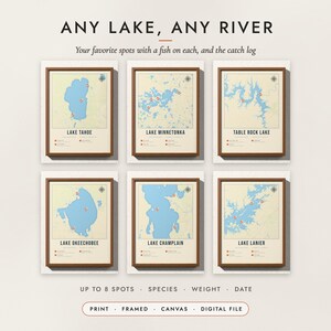 Fishing Lake Map examples for six lakes
