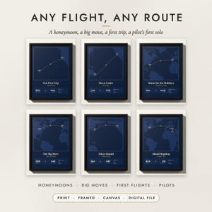 Flight Path Map examples for six routes
