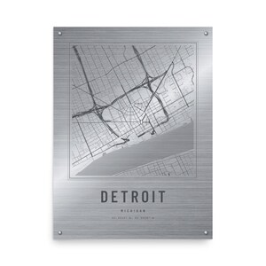 Real product photo: the Custom Etched Metal Look City Map Print as an unframed print on museum-quality matte paper