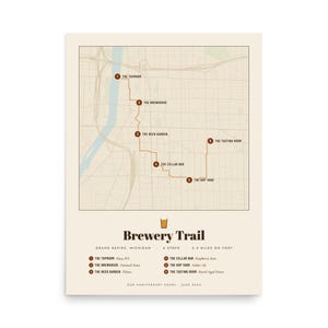 Real product photo: the Custom Brewery Map Print as an unframed print on museum-quality matte paper