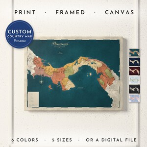Panama Map Print, Personalized Panama Wall Art for Canvas or Poster, Detailed Map with Cities, Heritage Gift, Framed, Canvas or Digital