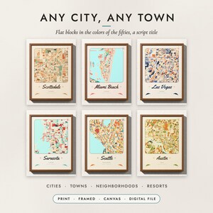 Mid-Century City Map examples for six cities
