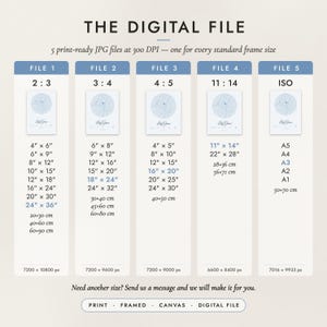 The Digital File option: five print-ready JPG files in 2:3, 3:4, 4:5, 11:14 and ISO ratios at 300 DPI