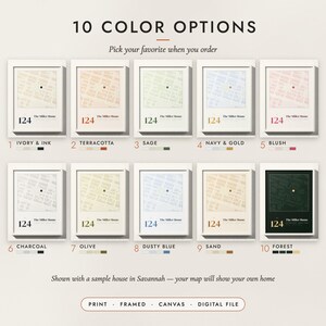 The Our Home Map in all 10 color options, numbered 1 to 10 with their names
