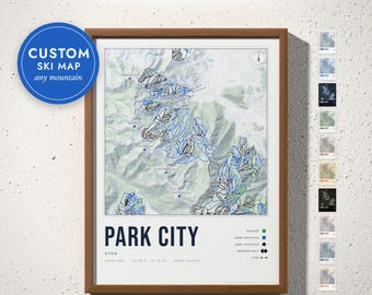 Custom Ski Resort Map Print, Ski Trail Map of Any Mountain, Ski Lover Gift, Ski Cabin Decor, Skiing Christmas Gift, Framed or Canvas Print