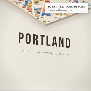 Close-up of the personalized title and details on the Isometric City Map print