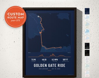 Custom Marathon Map Print, Running Route Map from Your GPX, Cycling Route Poster, Hiking Trail Map, Runner Gift, Framed, Canvas or Digital