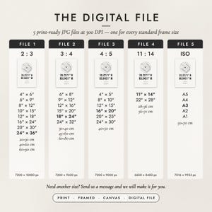 The Digital File option: five print-ready JPG files in 2:3, 3:4, 4:5, 11:14 and ISO ratios at 300 DPI