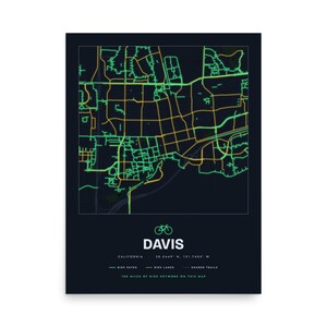 Real product photo: the Custom Bike Map Print as an unframed print on museum-quality matte paper