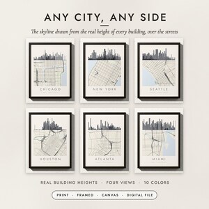 Skyline & Street Map examples for six cities