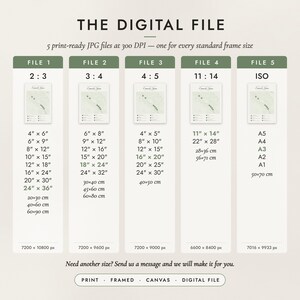 The Digital File option: five print-ready JPG files in 2:3, 3:4, 4:5, 11:14 and ISO ratios at 300 DPI