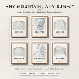 Mountain Summit Print examples for six peaks