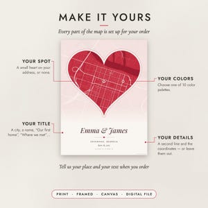 Diagram of what you can personalize: location, colors, title and details