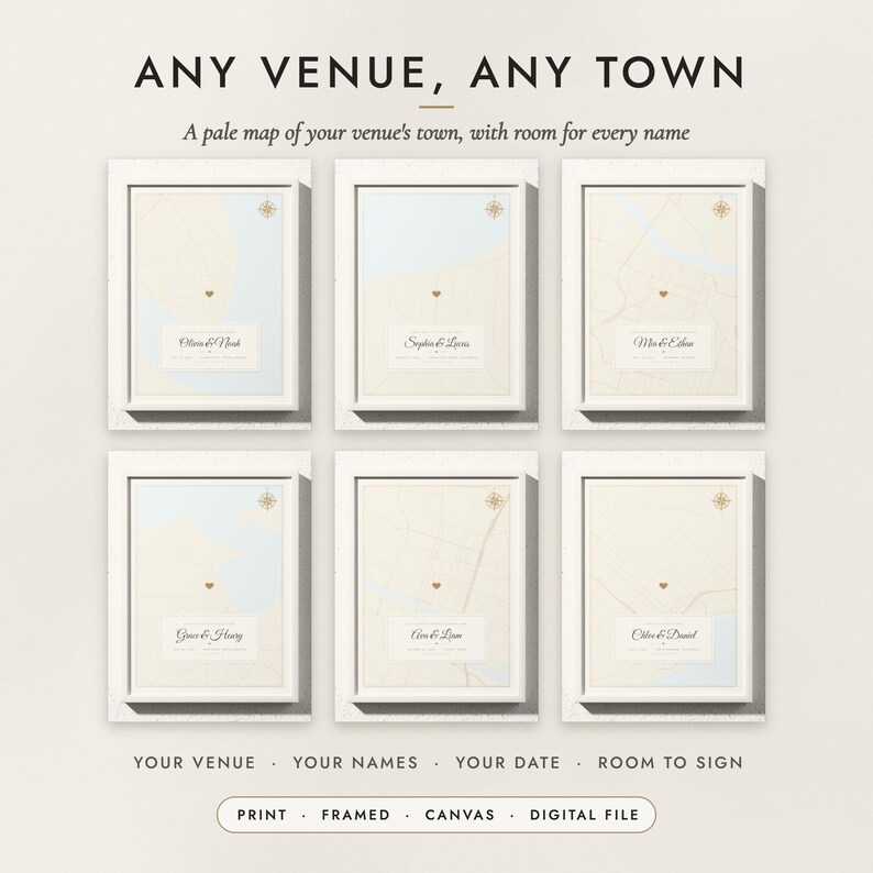 Guest Book Map examples for six venues