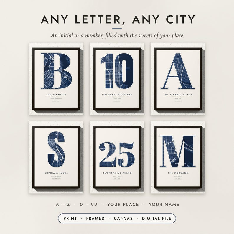Monogram Map examples with six letters and numbers