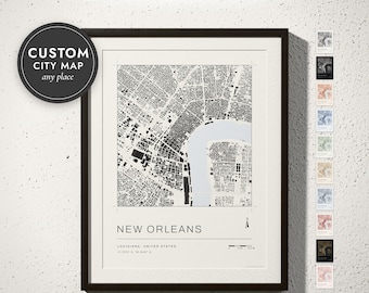 Custom City Map: Architectural Figure-Ground Plan, 10 Colors, 5 Sizes