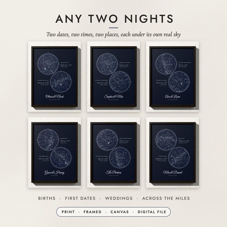 Two Skies Star Map examples for six stories