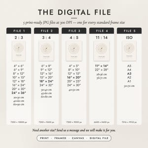 The Digital File option: five print-ready JPG files in 2:3, 3:4, 4:5, 11:14 and ISO ratios at 300 DPI