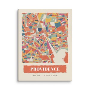 Real product photo: the Custom Paper Collage City Map Print on 1.25 in (3.2 cm) deep canvas, seen from the side