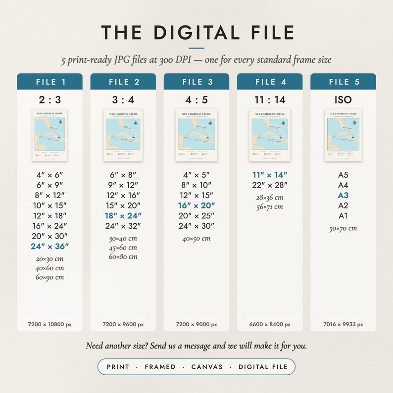The Digital File option: five print-ready JPG files in 2:3, 3:4, 4:5, 11:14 and ISO ratios at 300 DPI