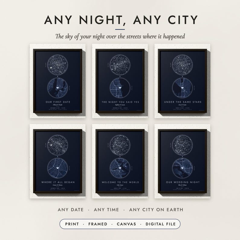Sky & City Map examples for six places in the United States