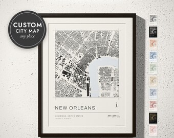 Custom City Map: Architectural Figure-Ground Plan, 10 Colors, 5 Sizes