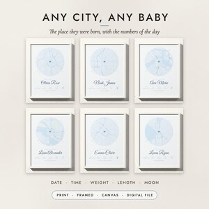 Birth Map examples for six places in the United States