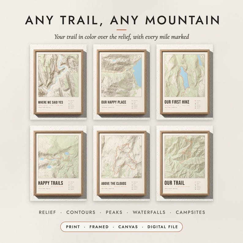 Hiking Trail Map examples for six trails