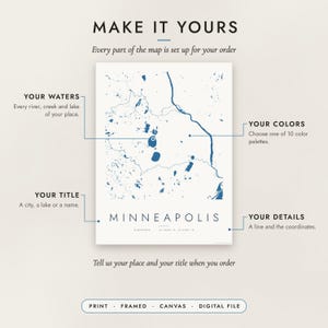 Diagram of what you can personalize: location, colors, title and details