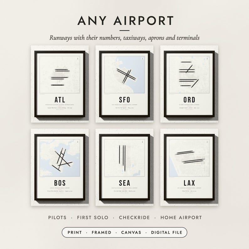 Airport Runway Map examples for six airports