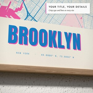 Close-up of the personalized title and details on the Risograph City Map print
